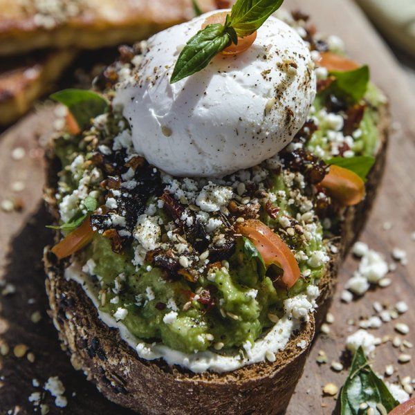 Avocado toast with poached egg at Life Cafe